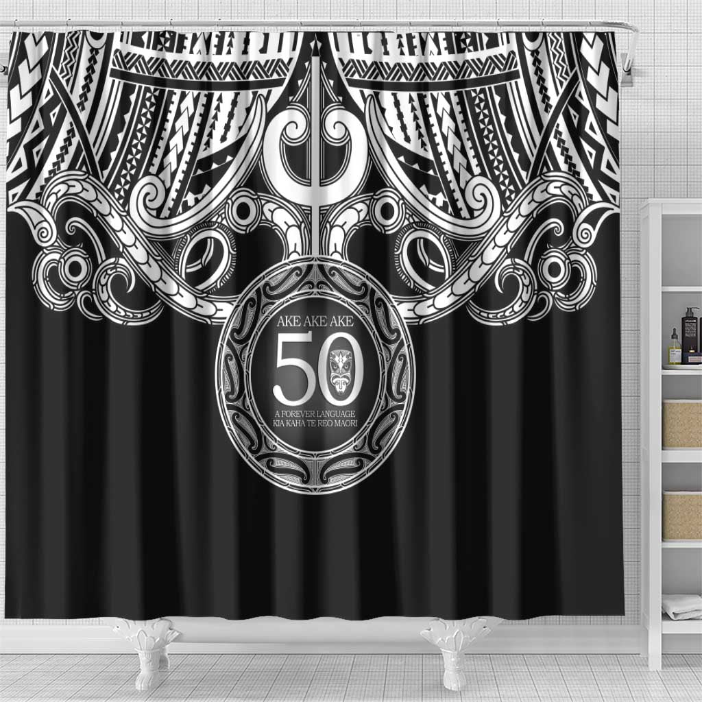 Kia Kaha Te Reo Maori New Zealand Shower Curtain 50th Anniversary Ake Ake Ake LT14 - Polynesian Pride