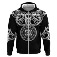 Kia Kaha Te Reo Maori New Zealand Zip Hoodie 50th Anniversary Ake Ake Ake LT14 Zip Hoodie Black - Polynesian Pride
