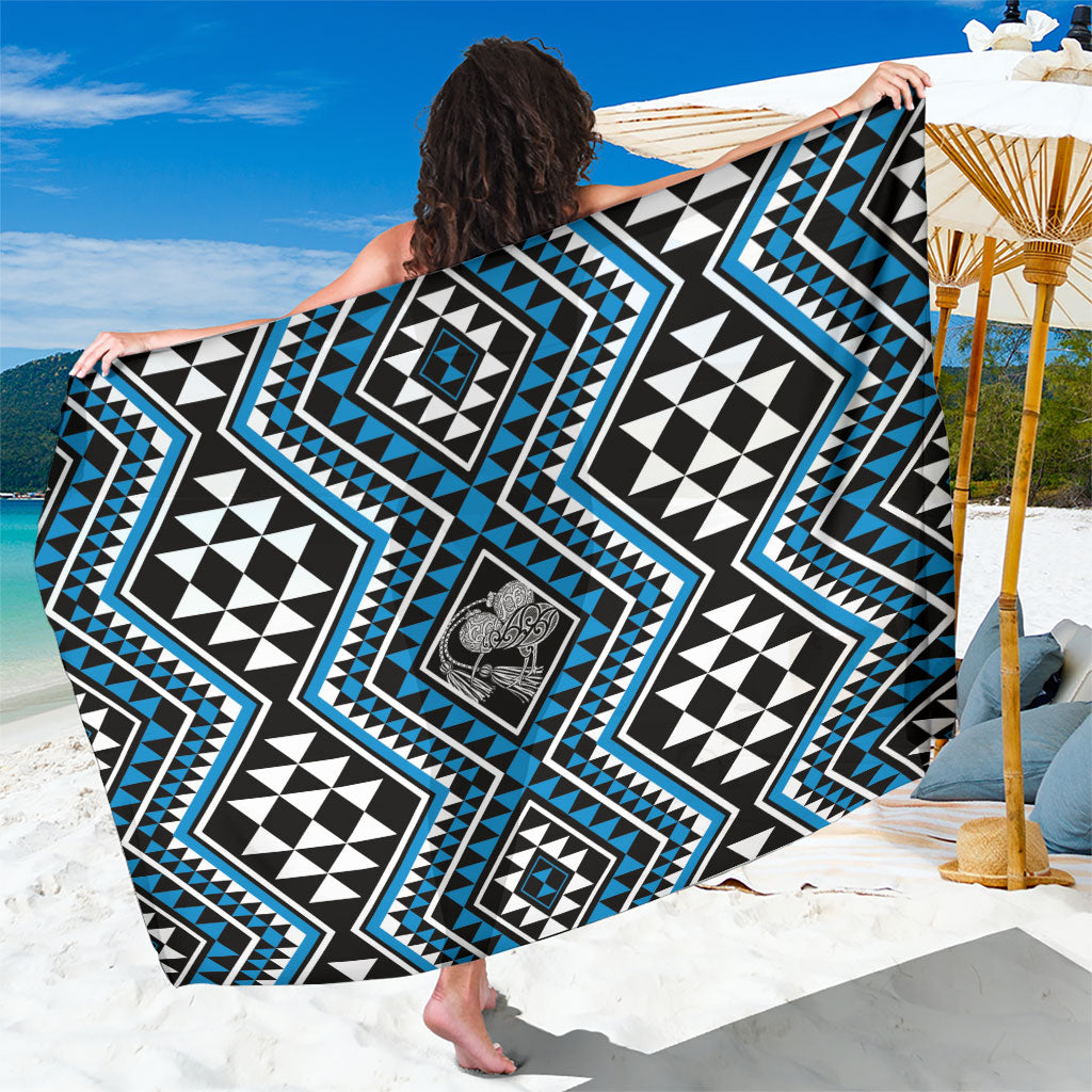 New Zealand Kikorangi Taniko Motifs Sarong Maori Poi Dance Costume Inspired LT14 One Size 44 x 66 inches Blue - Polynesian Pride