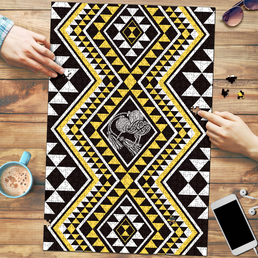 New Zealand Kowhai Taniko Motifs Puzzle Maori Poi Dance Costume Inspired LT14 Yellow - Polynesian Pride
