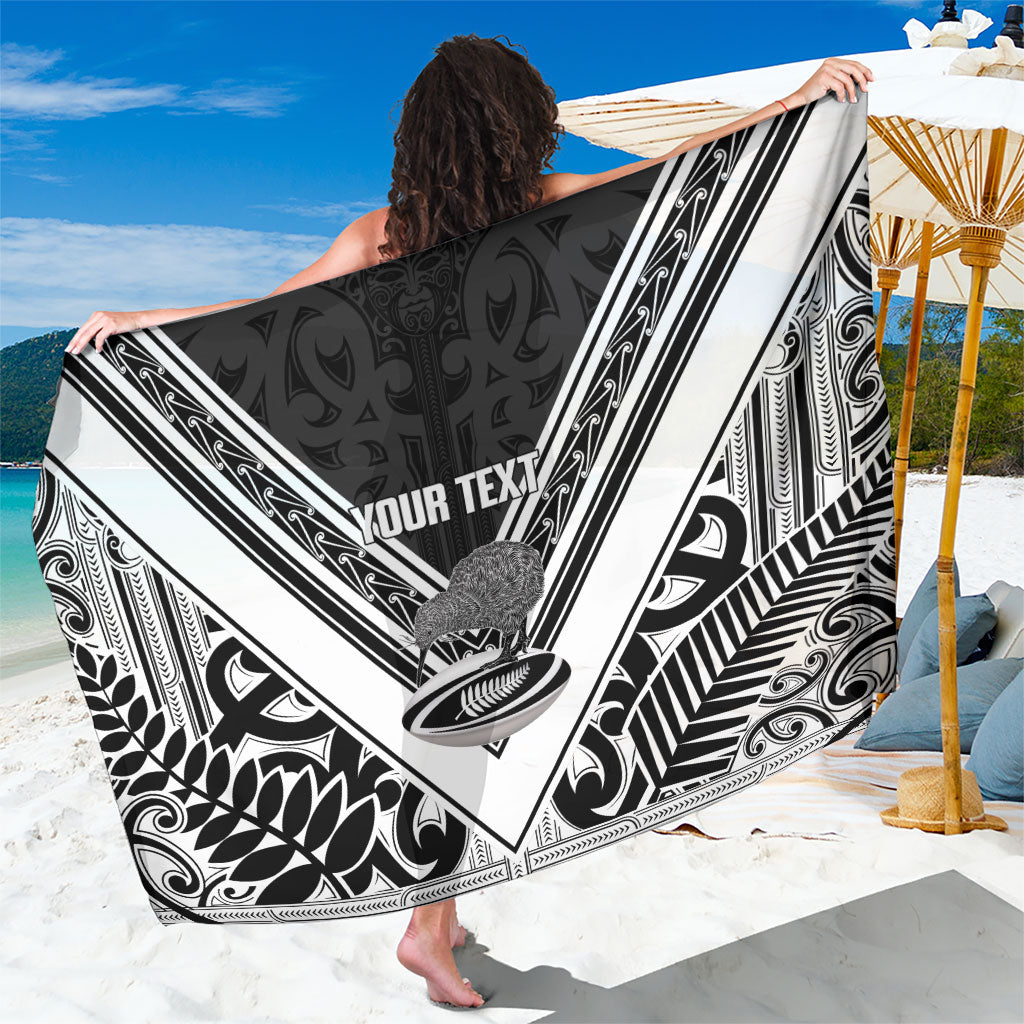 New Zealand Silver Fern Rugby Custom Sarong Go Wheel Kiwi Maori Pattern LT14 One Size 44 x 66 inches White - Polynesian Pride