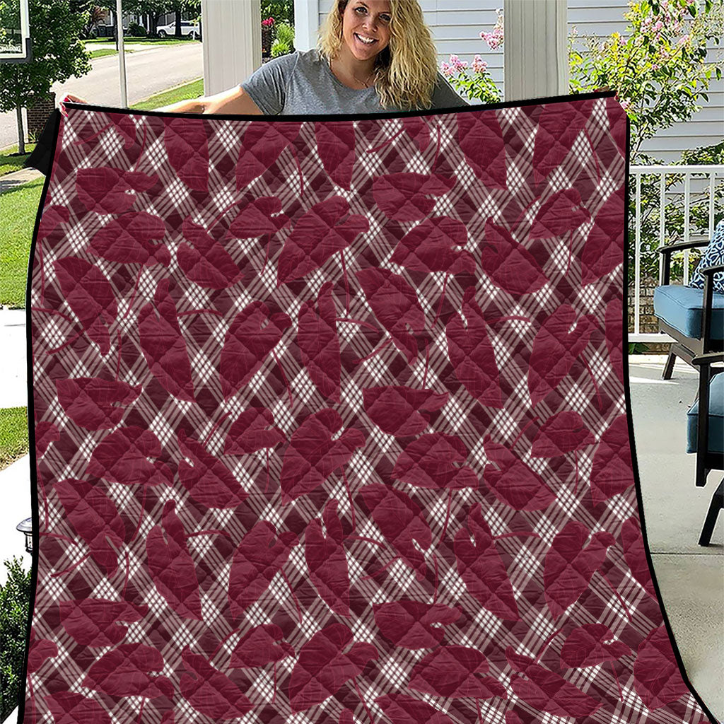 Burgundy Hawaii Kalo Palaka Motifs Quilt Hawaiian Taro Leaves Elegant Vibes LT14 Burgundy - Polynesian Pride