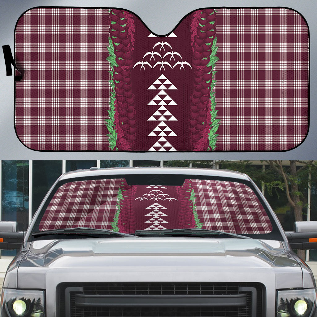 Burgundy Palaka Hawaii Iwa Bird Auto Sun Shade Hawaiian Kakau Jade Vine Lei