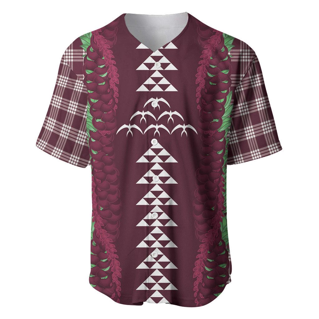 Burgundy Palaka Hawaii Iwa Bird Baseball Jersey Hawaiian Kakau Jade Vine Lei