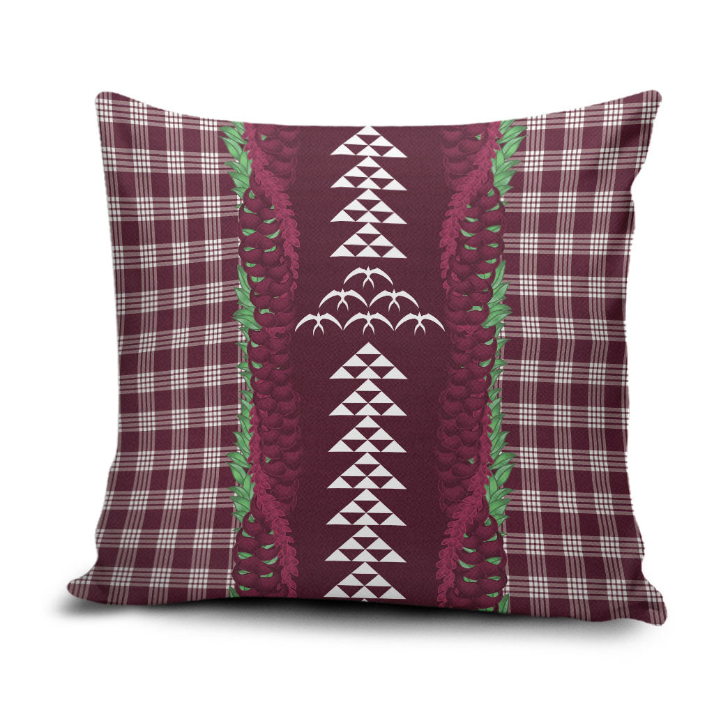 Burgundy Palaka Hawaii Iwa Bird Pillow Cover Hawaiian Kakau Jade Vine Lei LT14 Burgundy - Polynesian Pride