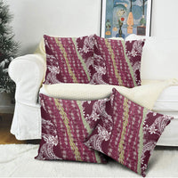 Burgundy Palaka Hawaii Leis Pillow Cover Hawaiian-plaid Elegant Tropical Vibes LT14 - Polynesian Pride