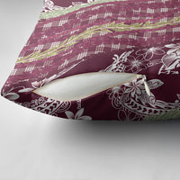 Burgundy Palaka Hawaii Leis Pillow Cover Hawaiian-plaid Elegant Tropical Vibes LT14 - Polynesian Pride
