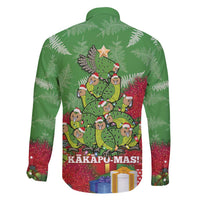 Kakapo New Zealand Christmas Family Matching Long Sleeve Bodycon Dress and Hawaiian Shirt Meri Kirihimete Pohutukawa - Green Color