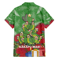 Kakapo New Zealand Christmas Family Matching Off Shoulder Short Dress and Hawaiian Shirt Meri Kirihimete Pohutukawa - Green Color LT14 - Polynesian Pride