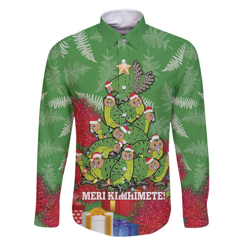 Kakapo New Zealand Christmas Family Matching Puletasi and Hawaiian Shirt Meri Kirihimete Pohutukawa - Green Color