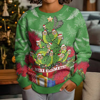 Kakapo New Zealand Christmas Kid Ugly Christmas Sweater Meri Kirihimete Pohutukawa - Green Color LT14 - Polynesian Pride