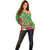 Kakapo New Zealand Christmas Off Shoulder Sweater Meri Kirihimete Pohutukawa - Green Color