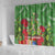 Kakapo New Zealand Christmas Shower Curtain Meri Kirihimete Pohutukawa - Green Color