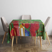 Kakapo New Zealand Christmas Tablecloth Meri Kirihimete Pohutukawa - Green Color