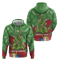 Kakapo New Zealand Christmas Zip Hoodie Meri Kirihimete Pohutukawa - Green Color