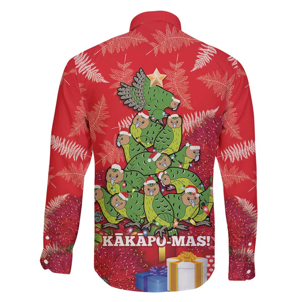 Kakapo New Zealand Christmas Family Matching Off Shoulder Short Dress and Hawaiian Shirt Meri Kirihimete Pohutukawa - Red Color LT14 - Polynesian Pride