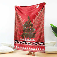 Kiwi New Zealand Christmas Blanket Meri Kirihimete Silver Fern - Red Color LT14 - Polynesian Pride
