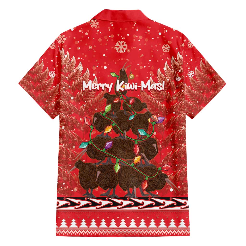 Kiwi New Zealand Christmas Family Matching Off Shoulder Short Dress and Hawaiian Shirt Meri Kirihimete Silver Fern - Red Color LT14 - Polynesian Pride