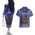 Kiwi New Zealand Christmas Couples Matching Off The Shoulder Long Sleeve Dress and Hawaiian Shirt Meri Kirihimete Silver Fern - Blue Color