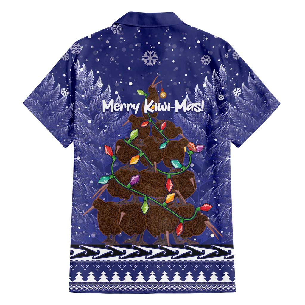 Kiwi New Zealand Christmas Family Matching Off Shoulder Maxi Dress and Hawaiian Shirt Meri Kirihimete Silver Fern - Blue Color LT14 - Polynesian Pride