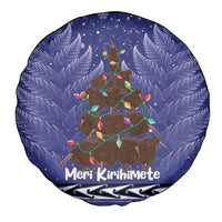 Kiwi New Zealand Christmas Spare Tire Cover Meri Kirihimete Silver Fern - Blue Color