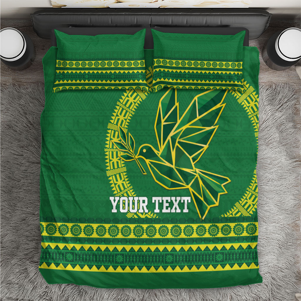 Fiji Tailevu Rugby Personalised Bedding Set Go Dove Nation Fijian Tapa LT14 Green - Polynesian Pride