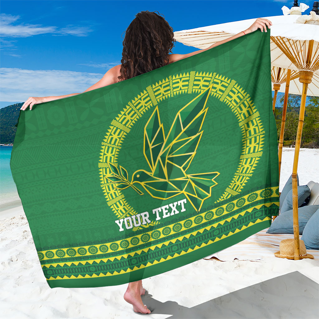 Fiji Tailevu Rugby Personalised Sarong Go Dove Nation Fijian Tapa LT14 One Size 44 x 66 inches Green - Polynesian Pride