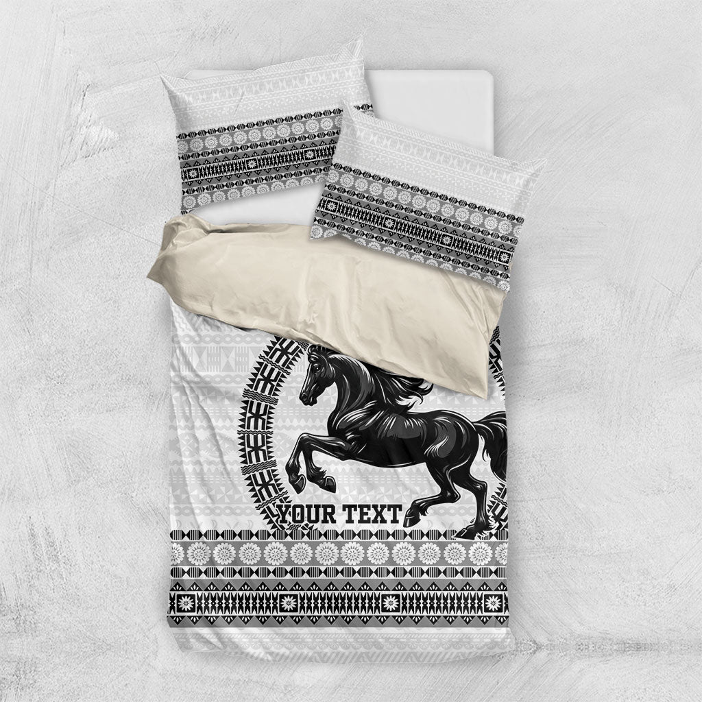 Fiji Nadroga Rugby Personalised Bedding Set Go Stallions Fijian Tapa LT14 US Twin 172cm x 218cm White - Polynesian Pride