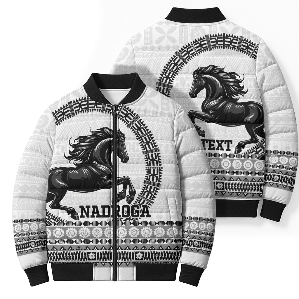 Fiji Nadroga Rugby Personalised Bomber Puffer Jacket Go Stallions Fijian Tapa LT14 - Polynesian Pride