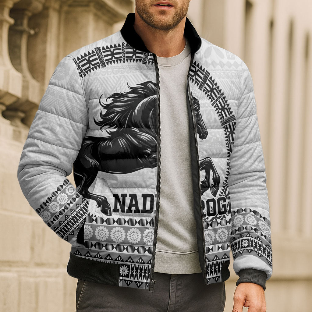 Fiji Nadroga Rugby Personalised Bomber Puffer Jacket Go Stallions Fijian Tapa LT14 - Polynesian Pride