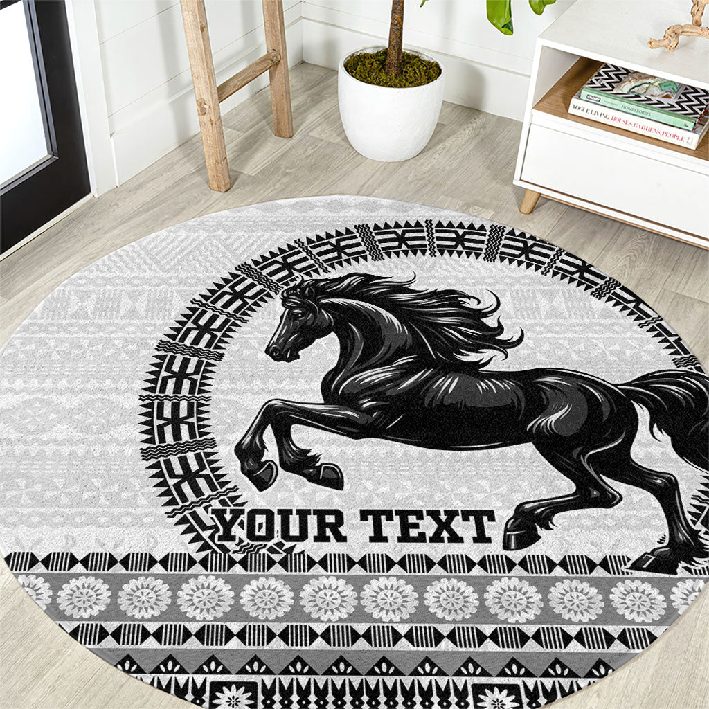 Fiji Nadroga Rugby Personalised Round Carpet Go Stallions Fijian Tapa LT14 White - Polynesian Pride