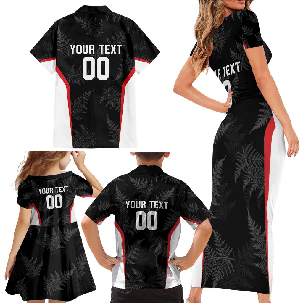 Custom New Zealand Silver Fern Softball Family Matching Short Sleeve Bodycon Dress and Hawaiian Shirt Go Aotearoa LT14 - Polynesian Pride