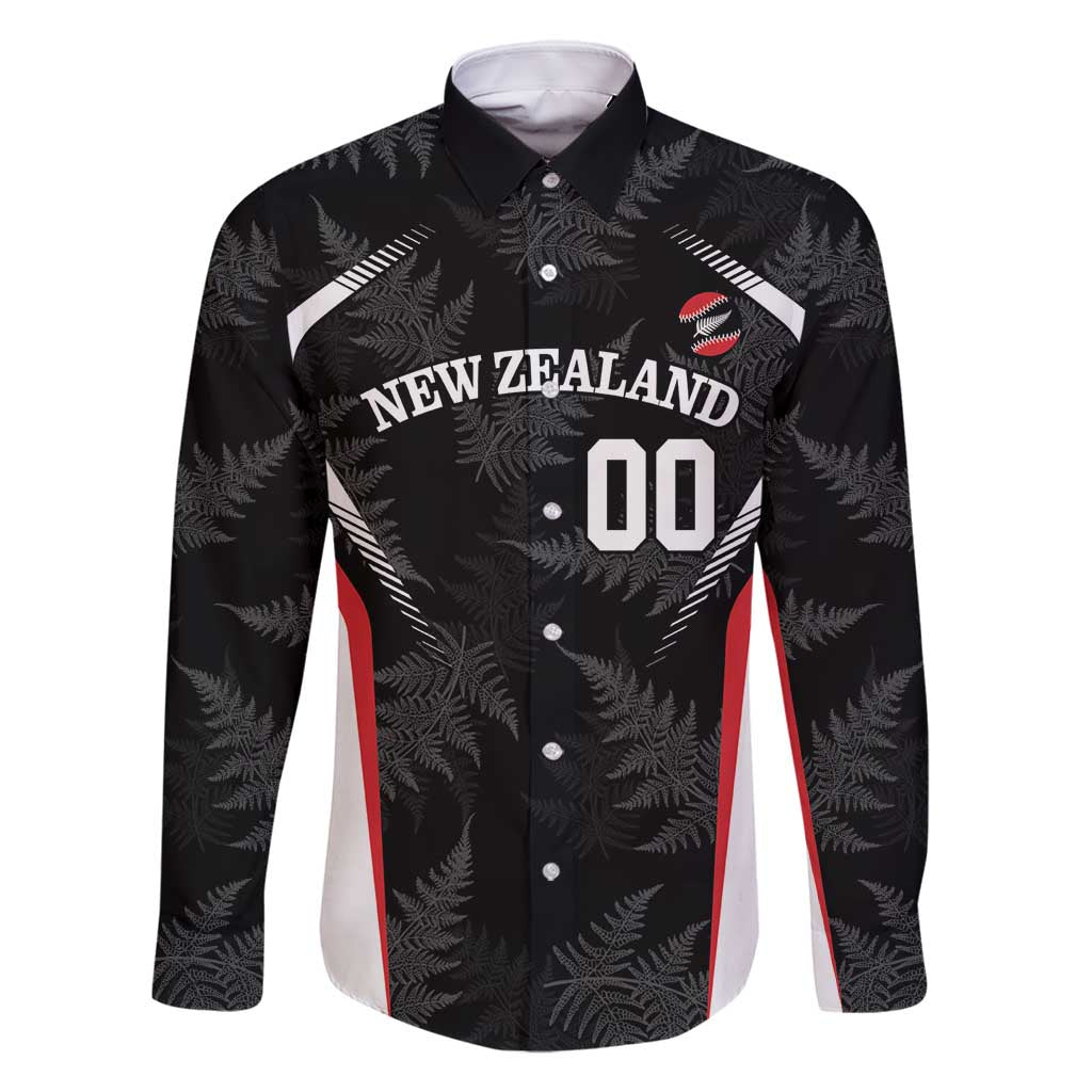 Custom New Zealand Silver Fern Softball Family Matching Summer Maxi Dress and Hawaiian Shirt Go Aotearoa LT14 Dad's Shirt - Long Sleeve Black - Polynesian Pride