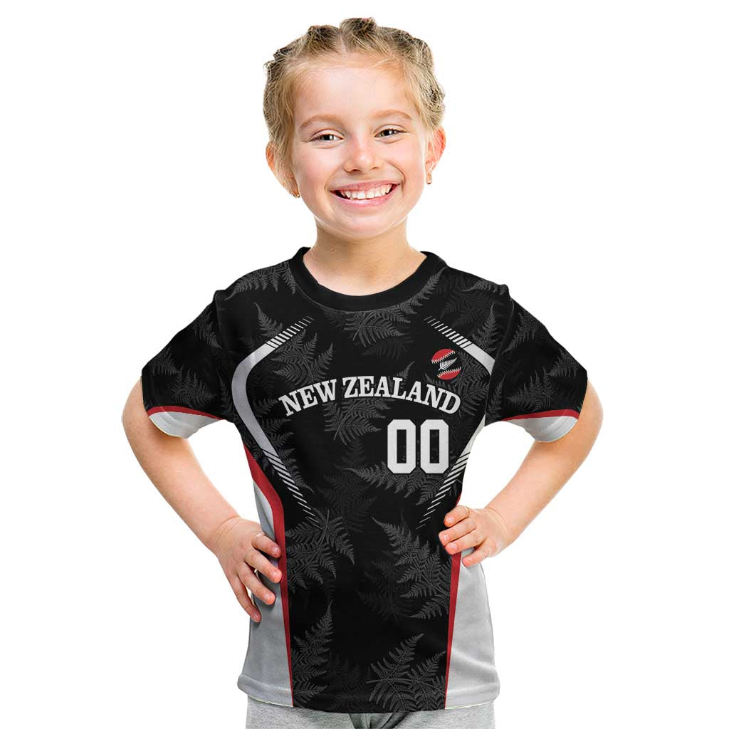Custom New Zealand Silver Fern Softball Kid T Shirt Go Aotearoa LT14 Black - Polynesian Pride