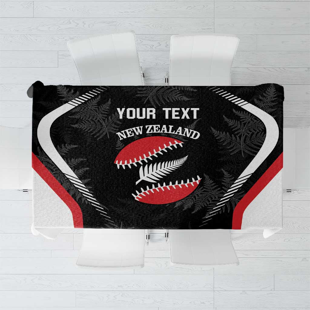 Custom New Zealand Silver Fern Softball Tablecloth Go Aotearoa LT14 Black - Polynesian Pride