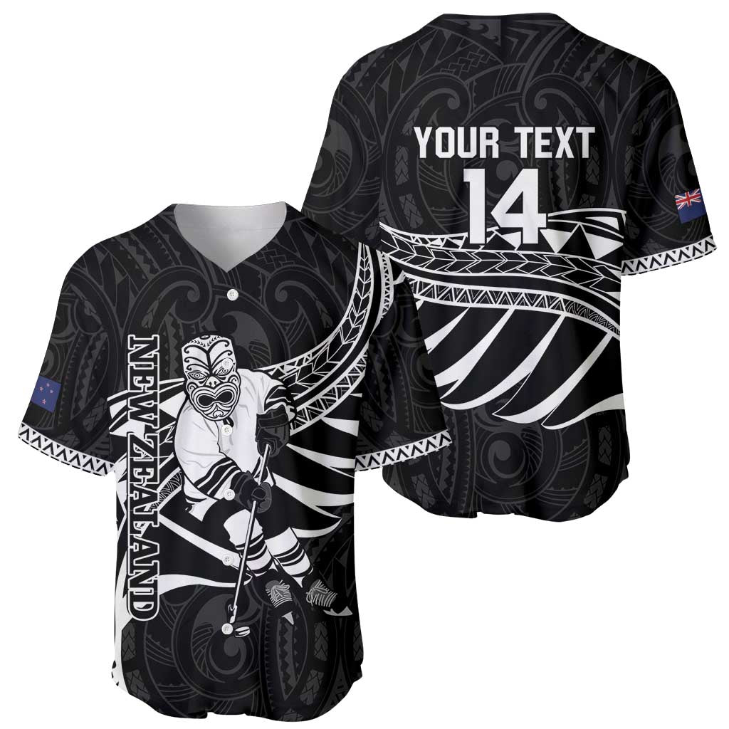 Custom Aotearoa Ice Hockey Baseball Jersey NZ Tiki Mascot - Maori Pattern LT14 - Polynesian Pride