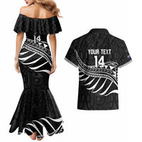 Custom Aotearoa Ice Hockey Couples Matching Mermaid Dress and Hawaiian Shirt NZ Tiki Mascot - Maori Pattern LT14 - Polynesian Pride