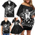 Custom Aotearoa Ice Hockey Family Matching Off Shoulder Short Dress and Hawaiian Shirt NZ Tiki Mascot - Maori Pattern