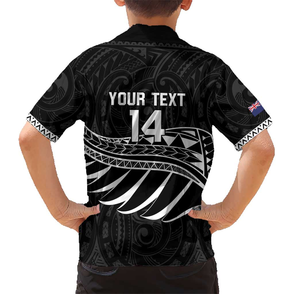 Custom Aotearoa Ice Hockey Kid Hawaiian Shirt NZ Tiki Mascot - Maori Pattern