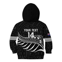 Custom Aotearoa Ice Hockey Kid Hoodie NZ Tiki Mascot - Maori Pattern