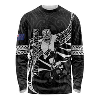 Custom Aotearoa Ice Hockey Long Sleeve Shirt NZ Tiki Mascot - Maori Pattern