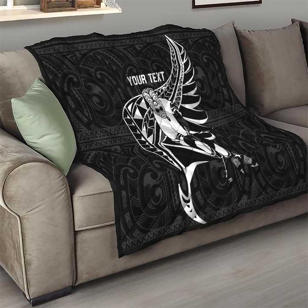 Custom Aotearoa Ice Hockey Quilt NZ Tiki Mascot - Maori Pattern LT14 - Polynesian Pride