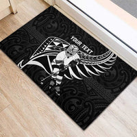 Custom Aotearoa Ice Hockey Rubber Doormat NZ Tiki Mascot - Maori Pattern