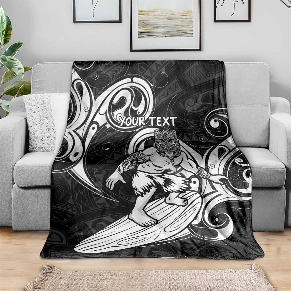 Personalised New Zealand Surfing Blanket Aotearoa Maori Tiki Haka
