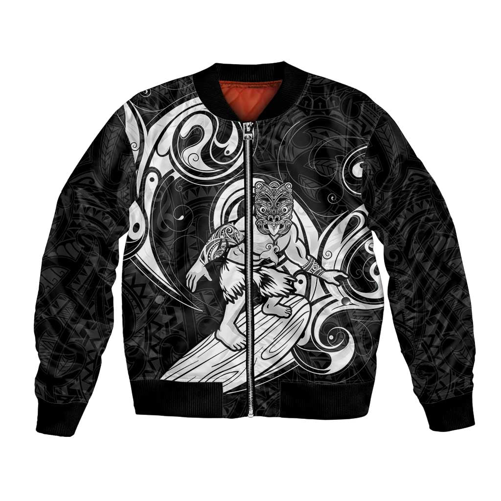 Personalised New Zealand Surfing Bomber Jacket Aotearoa Maori Tiki Haka