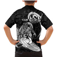 Personalised New Zealand Surfing Family Matching Mermaid Dress and Hawaiian Shirt Aotearoa Maori Tiki Haka LT14 - Polynesian Pride