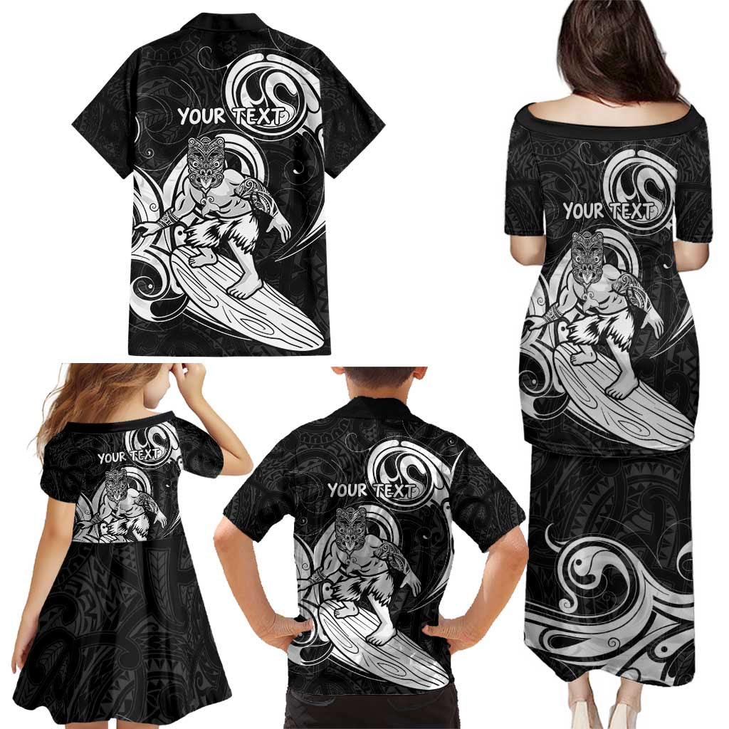 Personalised New Zealand Surfing Family Matching Puletasi and Hawaiian Shirt Aotearoa Maori Tiki Haka LT14 - Polynesian Pride