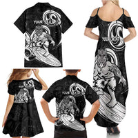 Personalised New Zealand Surfing Family Matching Summer Maxi Dress and Hawaiian Shirt Aotearoa Maori Tiki Haka LT14 - Polynesian Pride
