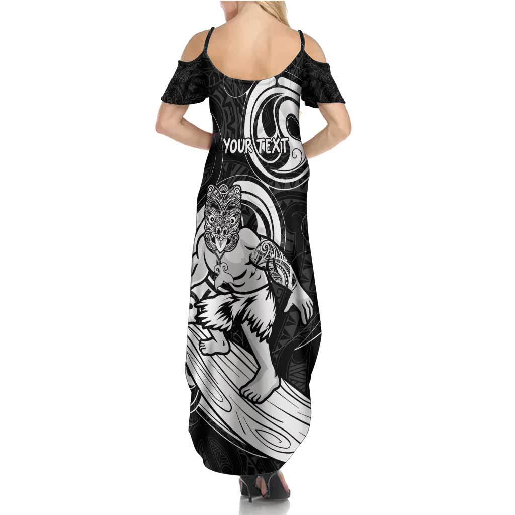 Personalised New Zealand Surfing Family Matching Summer Maxi Dress and Hawaiian Shirt Aotearoa Maori Tiki Haka LT14 - Polynesian Pride