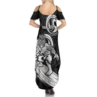 Personalised New Zealand Surfing Family Matching Summer Maxi Dress and Hawaiian Shirt Aotearoa Maori Tiki Haka LT14 - Polynesian Pride